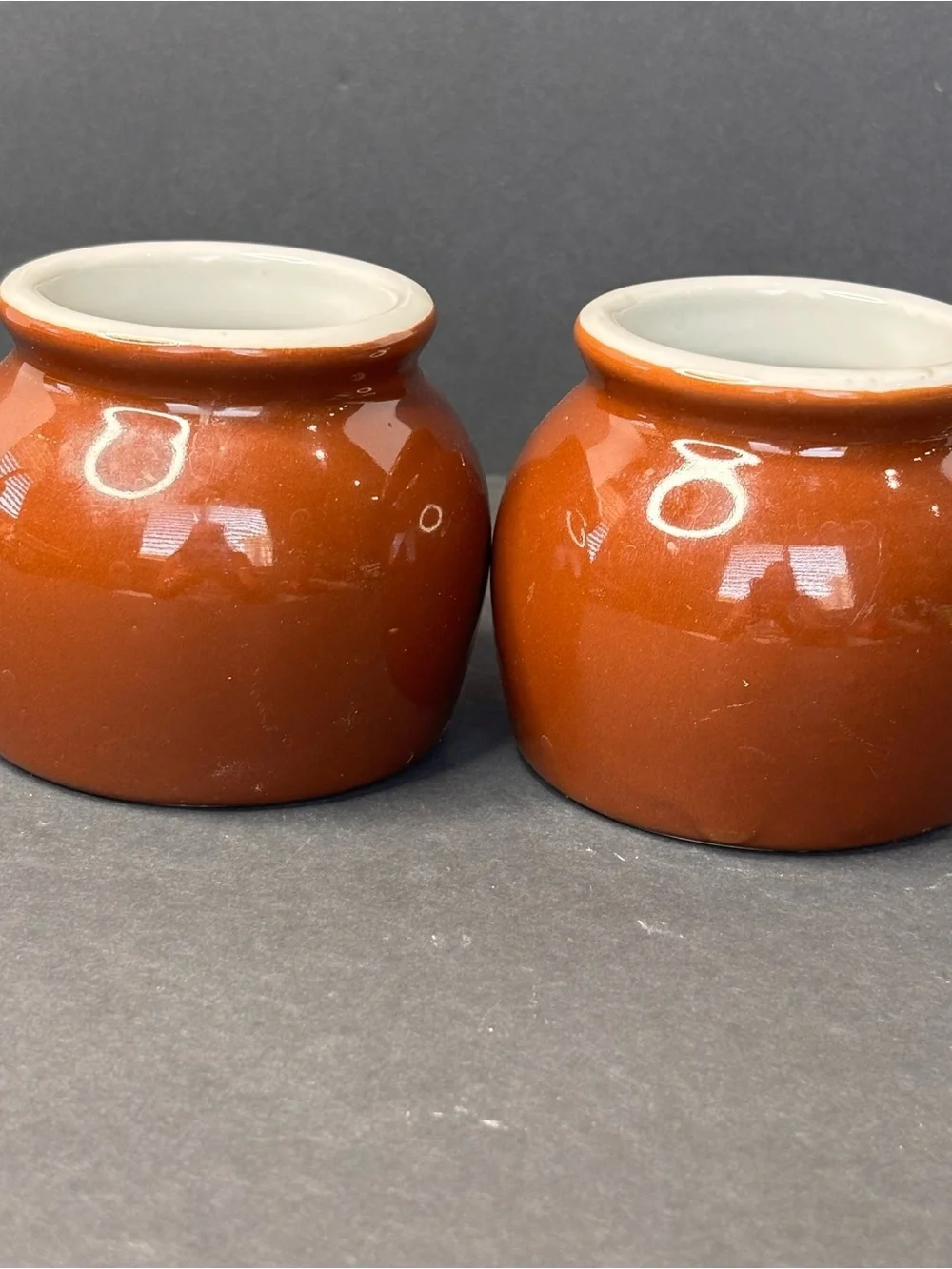 Vintage Hall Individual Bean Pot Crock Brown 462 Set Of 2